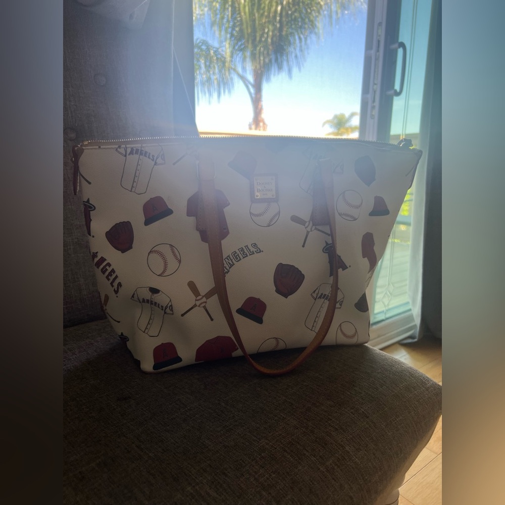 Dooney & Bourke Sports-Themed Tote in White and Brown Los Angeles Angels - Picture 6 of 7